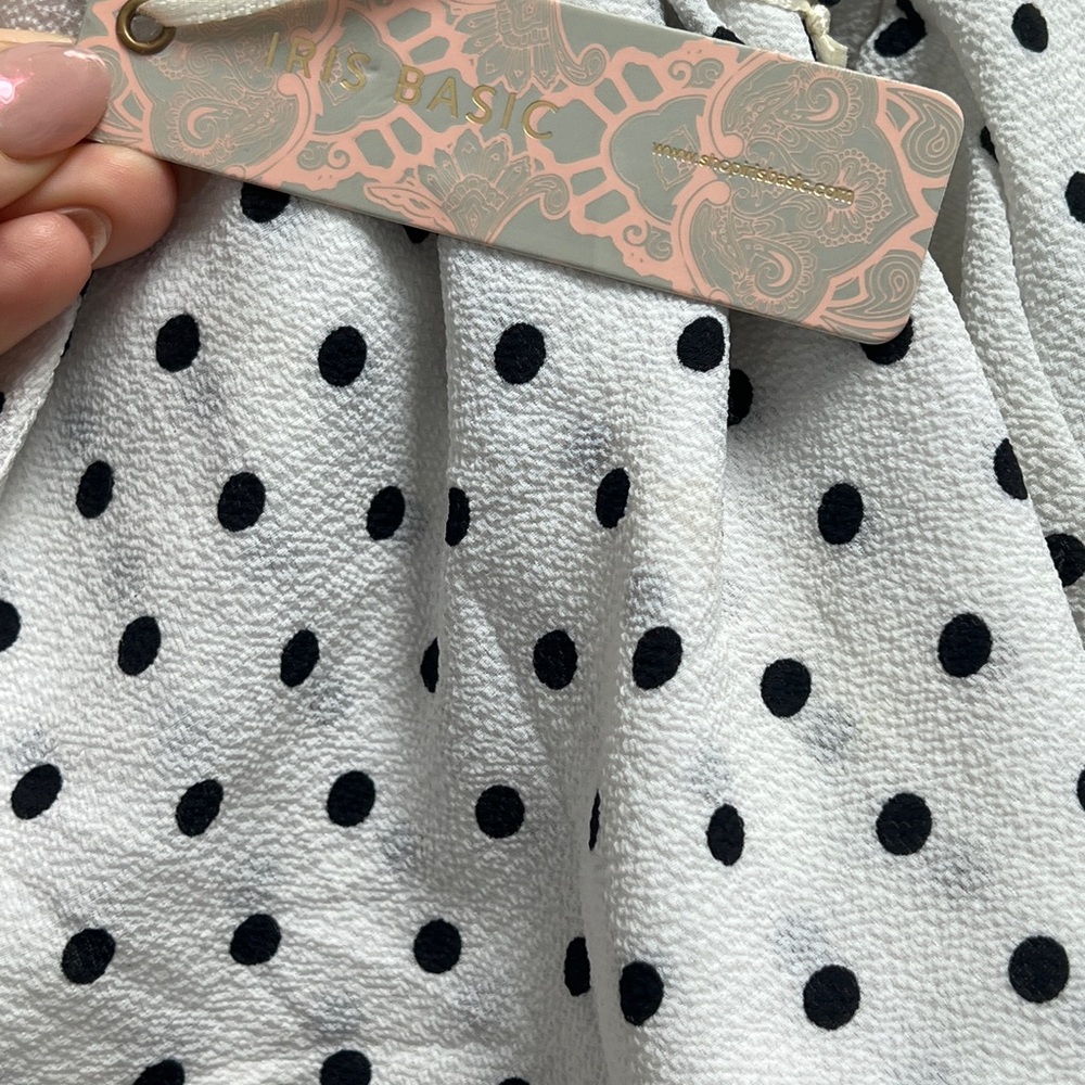 Iris Basic Polka Dot Draped Waterfall Jacket NWT - image 4